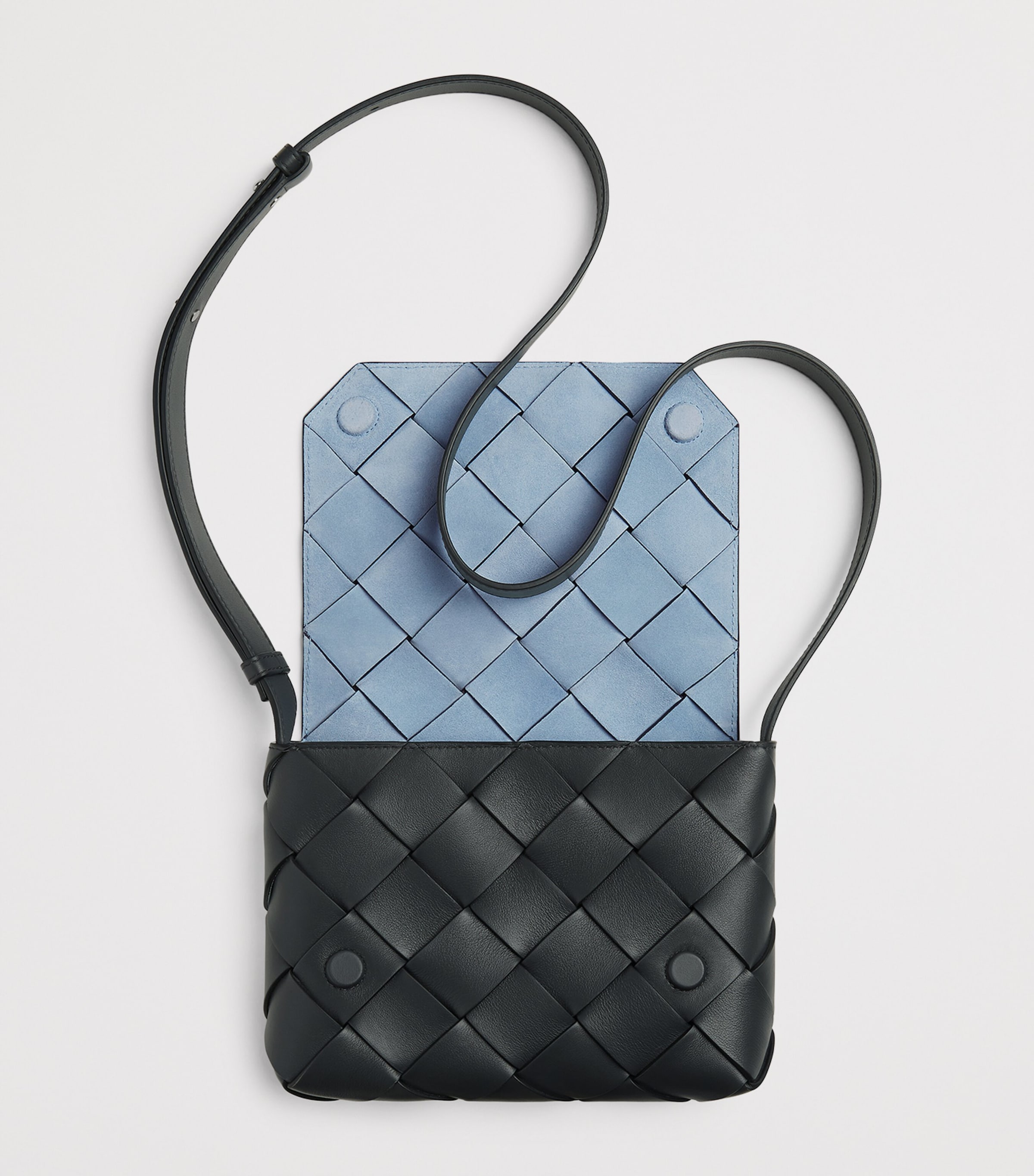 Leather Intreccio Diago Cross-Body Bag