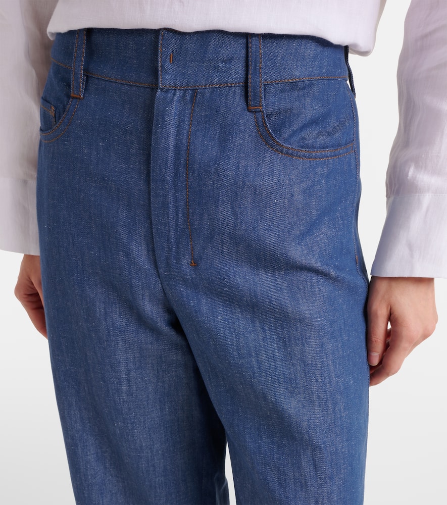 Dante cotton and linen twill wide-leg pants