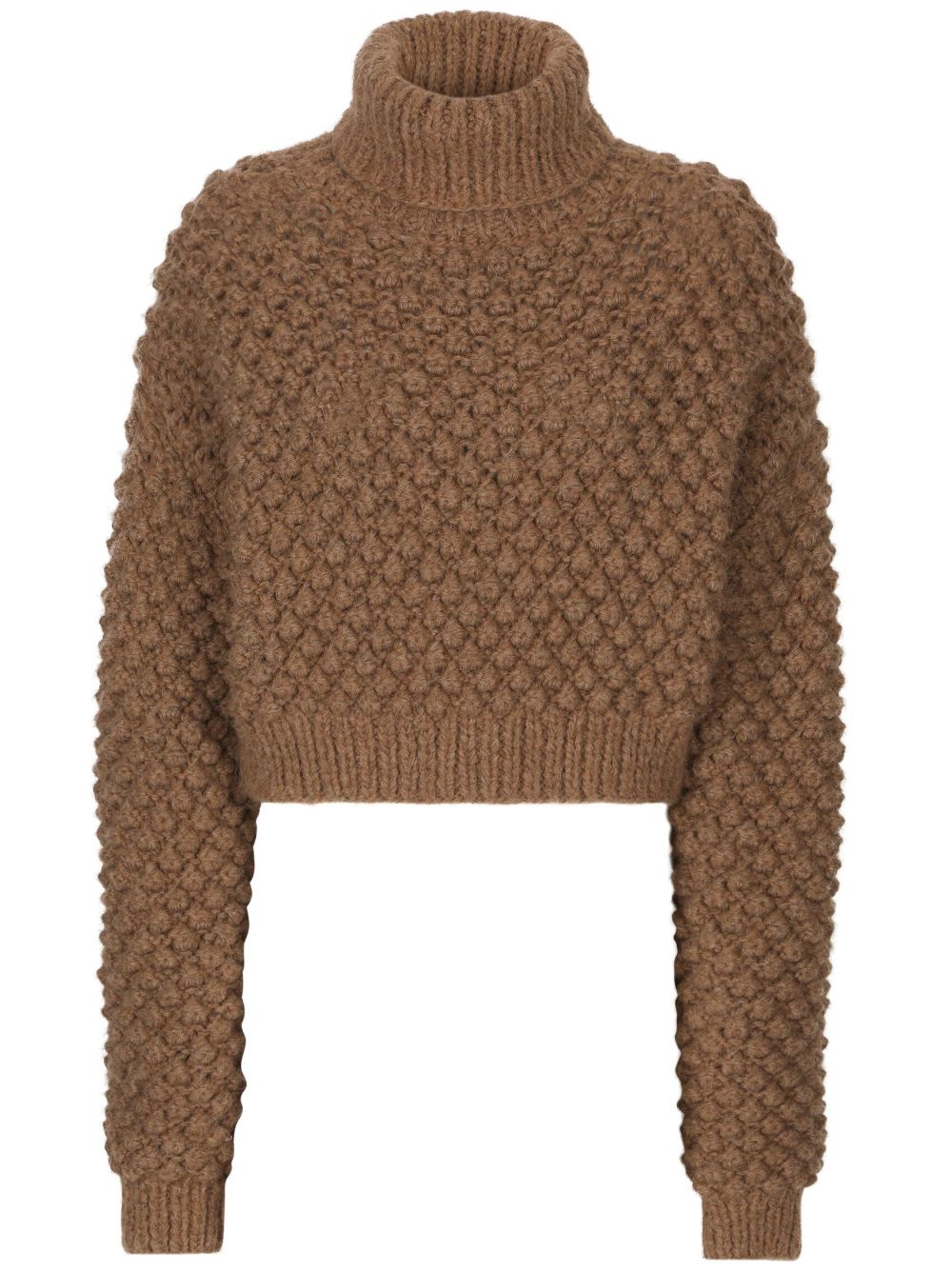 Roll-neck cropped jumper - Brown