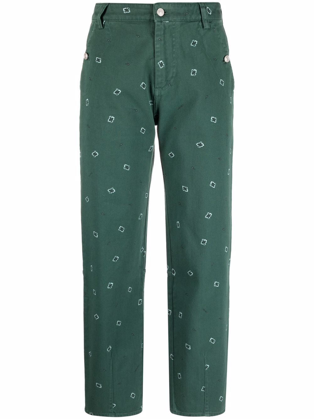 Paisley-print cropped trousers - Green