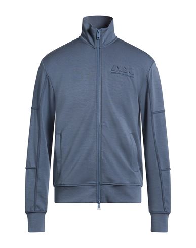 Man Sweatshirt Slate blue Size S Modacrylic, Polyester, Elastane