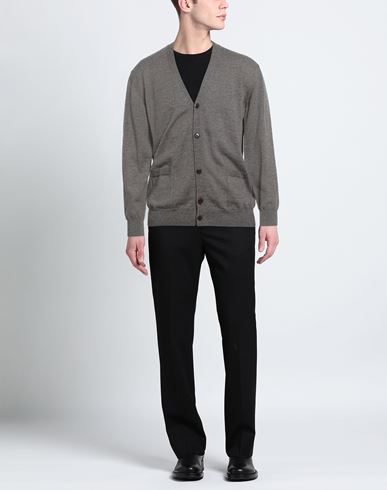 Man Cardigan Taupe Size 46 Merino Wool
