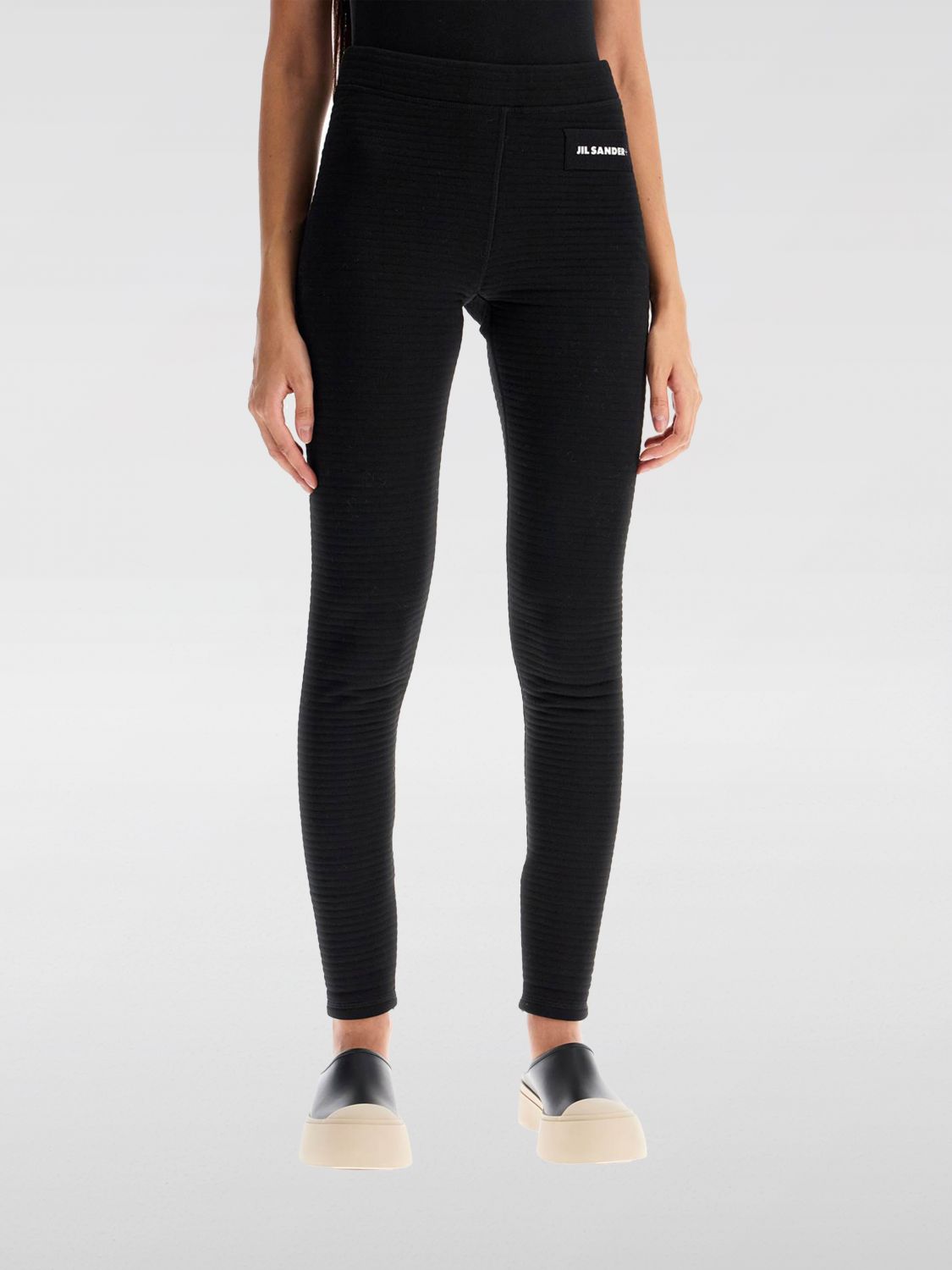 Logo-patch ribbed leggings - Black