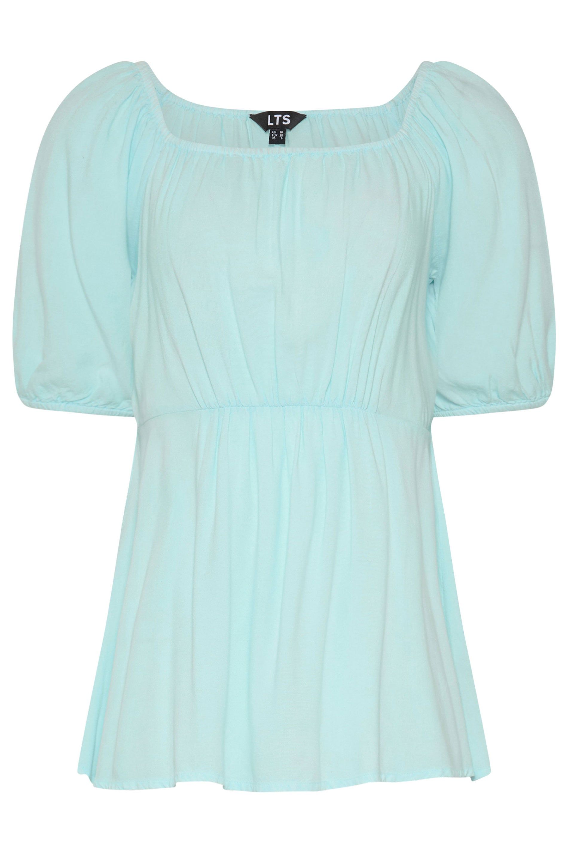 Long Tall Sally Women's Tall Square Neck Blouse in Light Blue