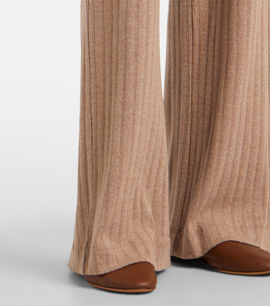 Pointelle cotton wide-leg pants