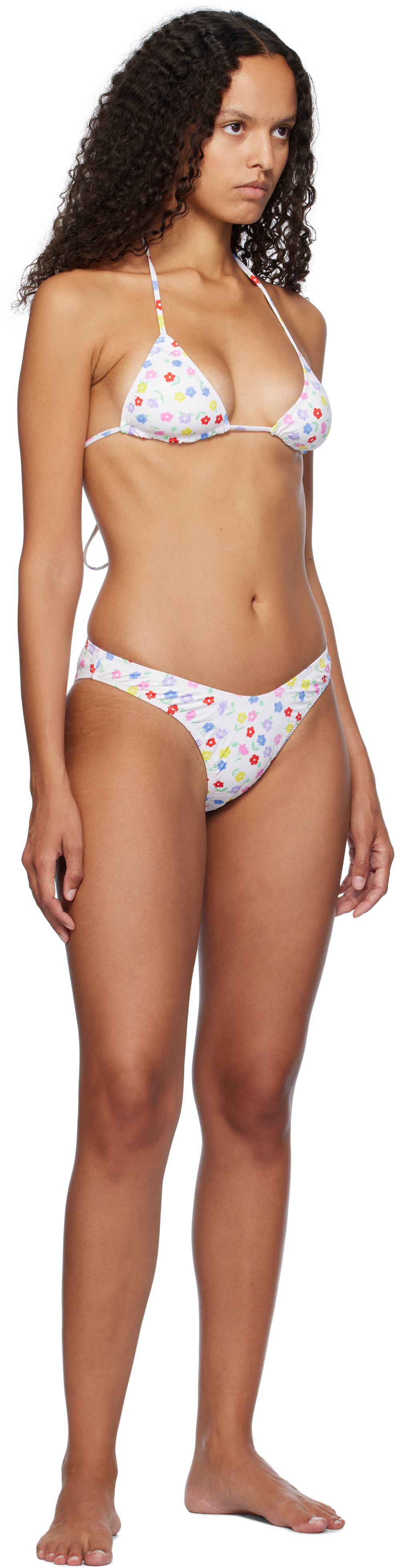 Frankies Bikinis White Suki Floral Classic Bikini Bottom