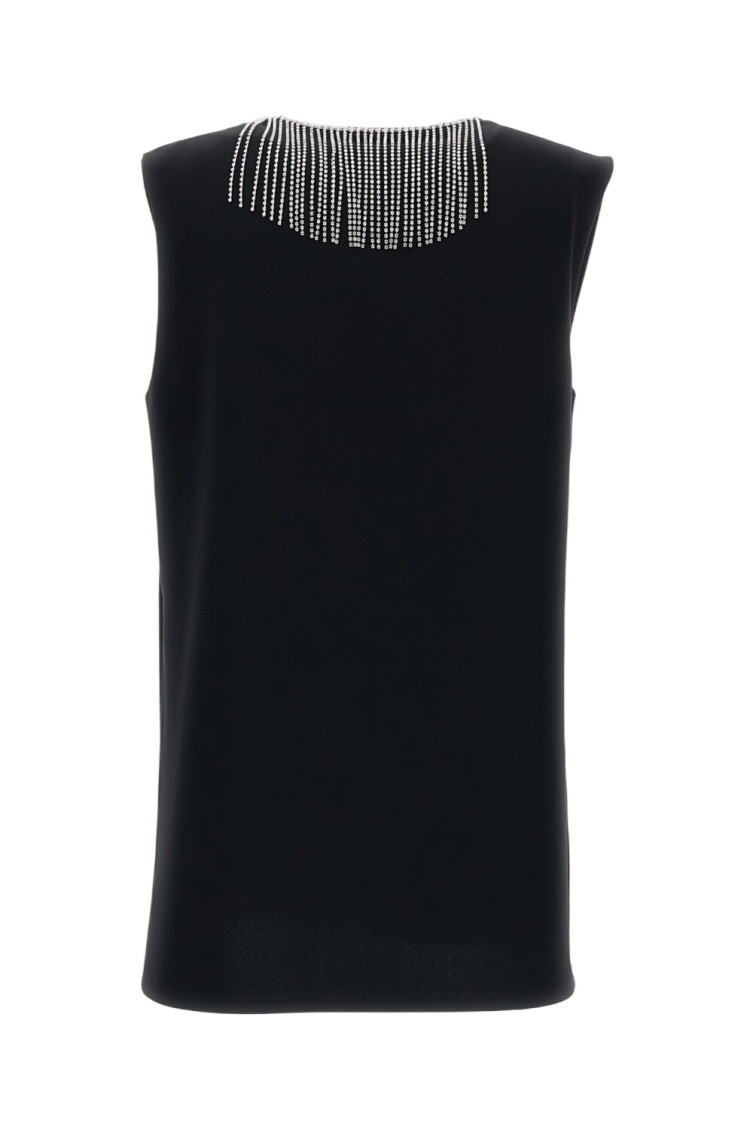 Black Embellished V Neck Top