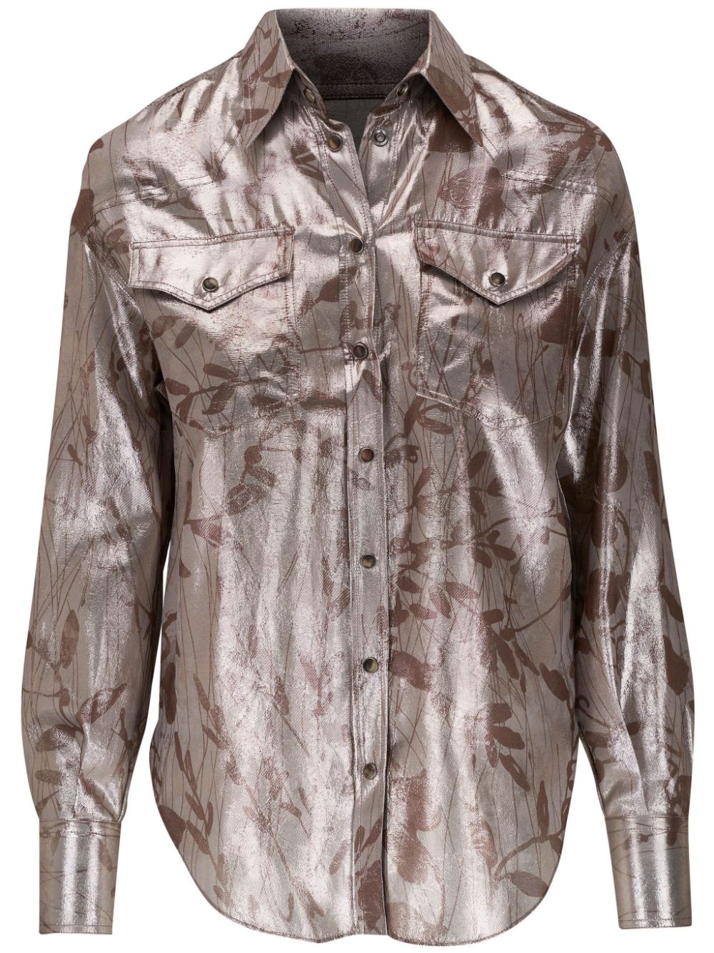 Floral-print metallic-effect shirt - Grey