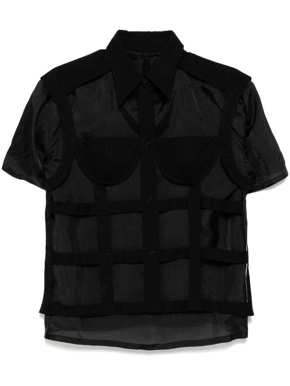 Bra net layered shirt - Black