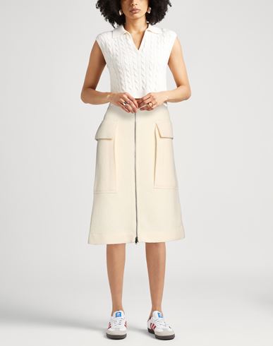 Woman Midi skirt Cream Size 6 Virgin Wool