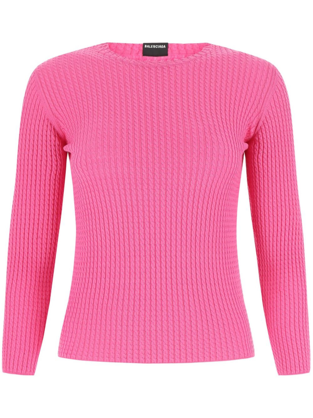 Round-neck waffle-knit jumper - Pink
