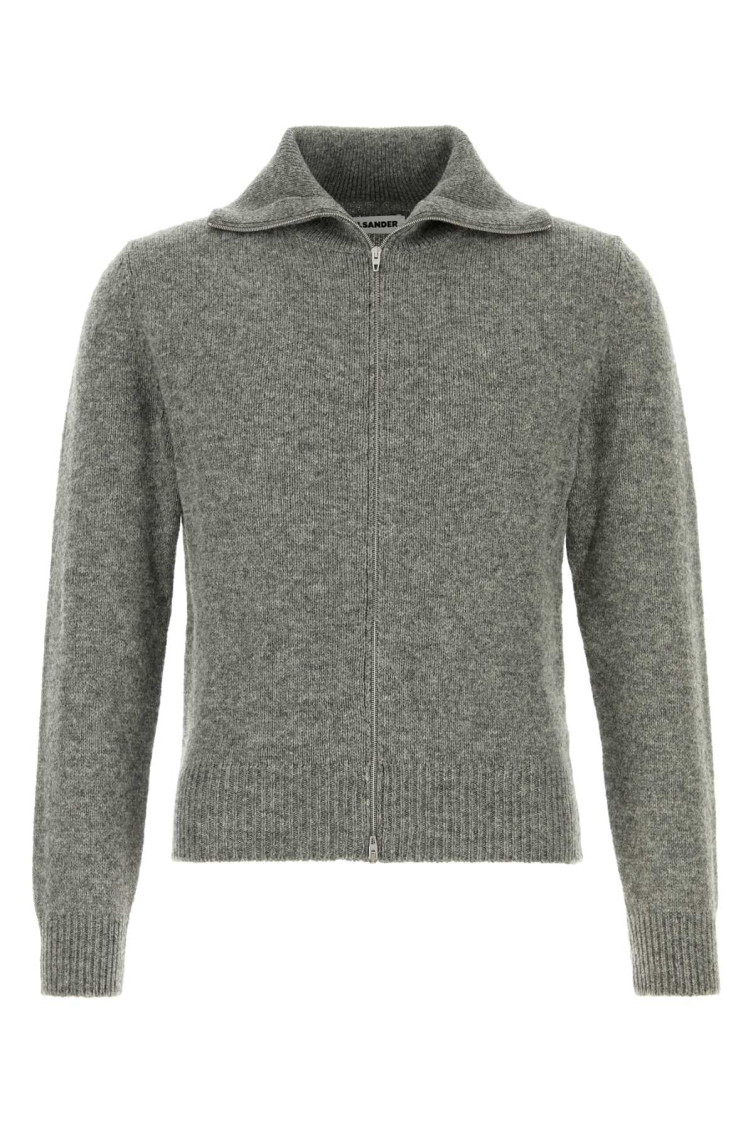 Grey Wool Blend Cardigan