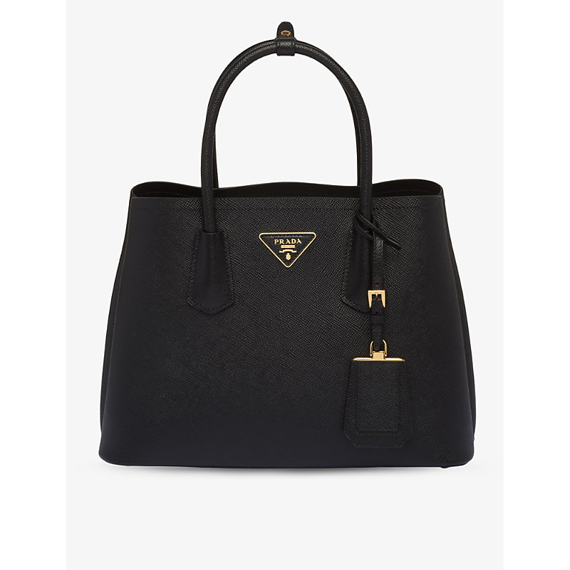 Black Double Small Leather Top-handle bag 