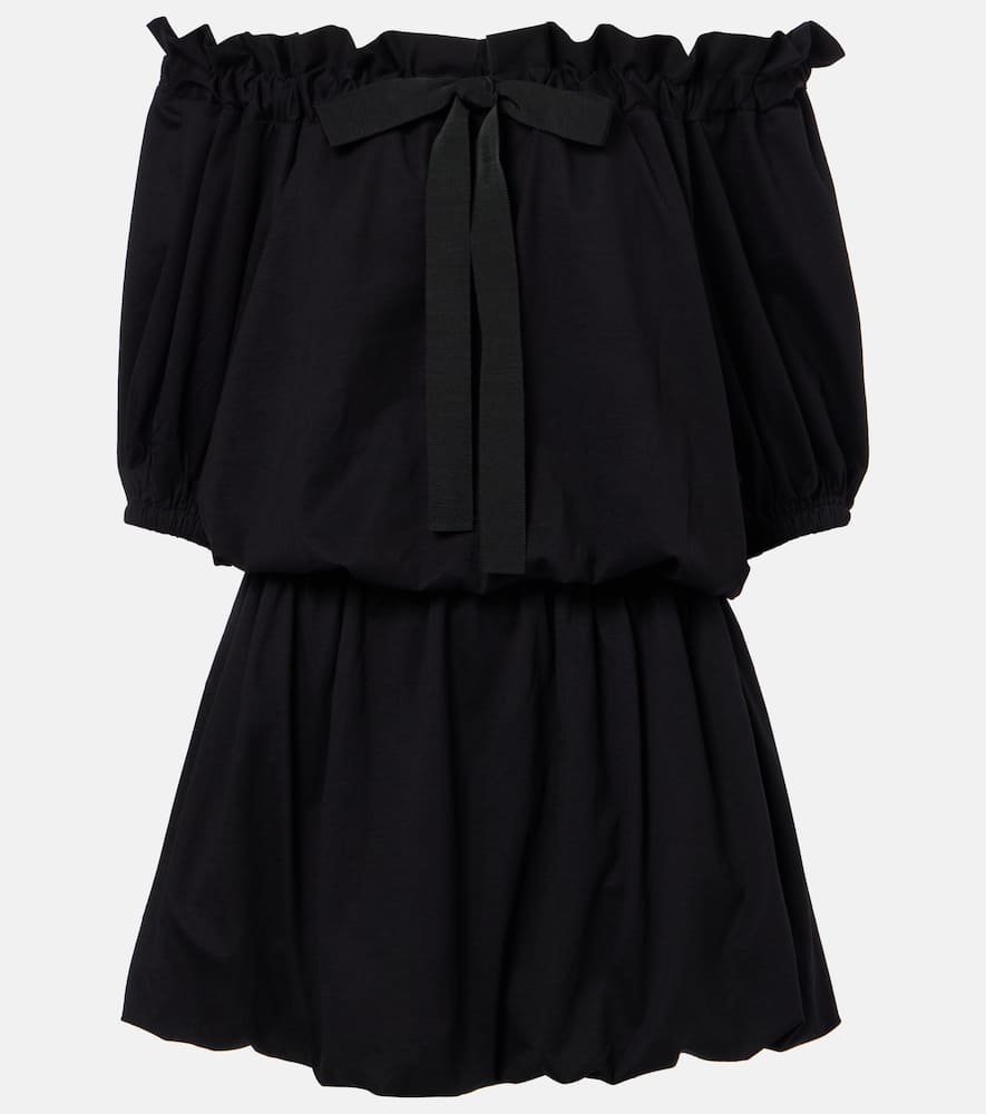 Tie-neck cotton faille minidress