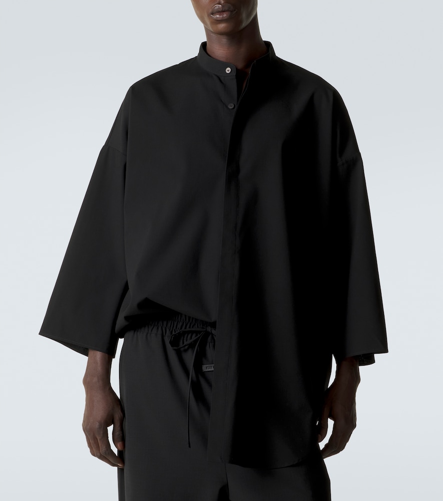 Oversized cotton and wool shirt