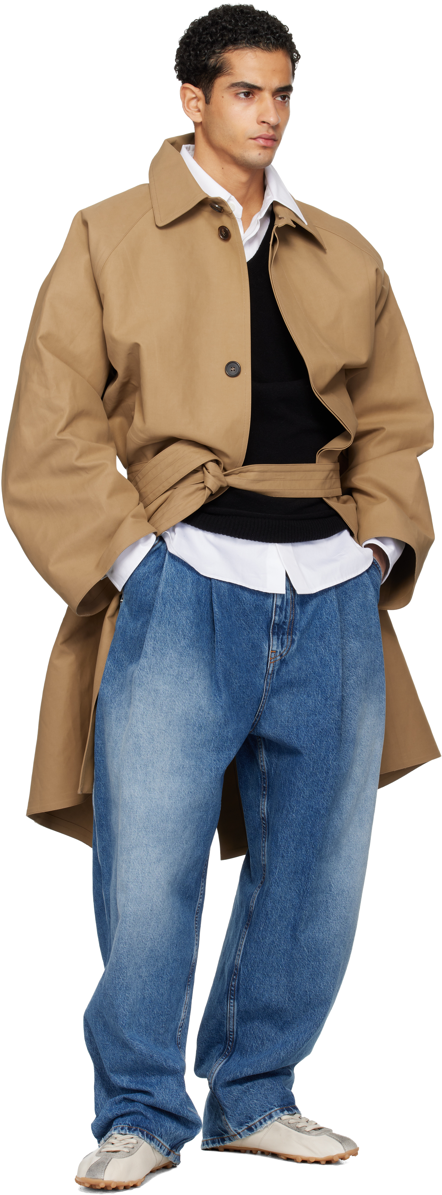 Tan Twill Trench Coat
