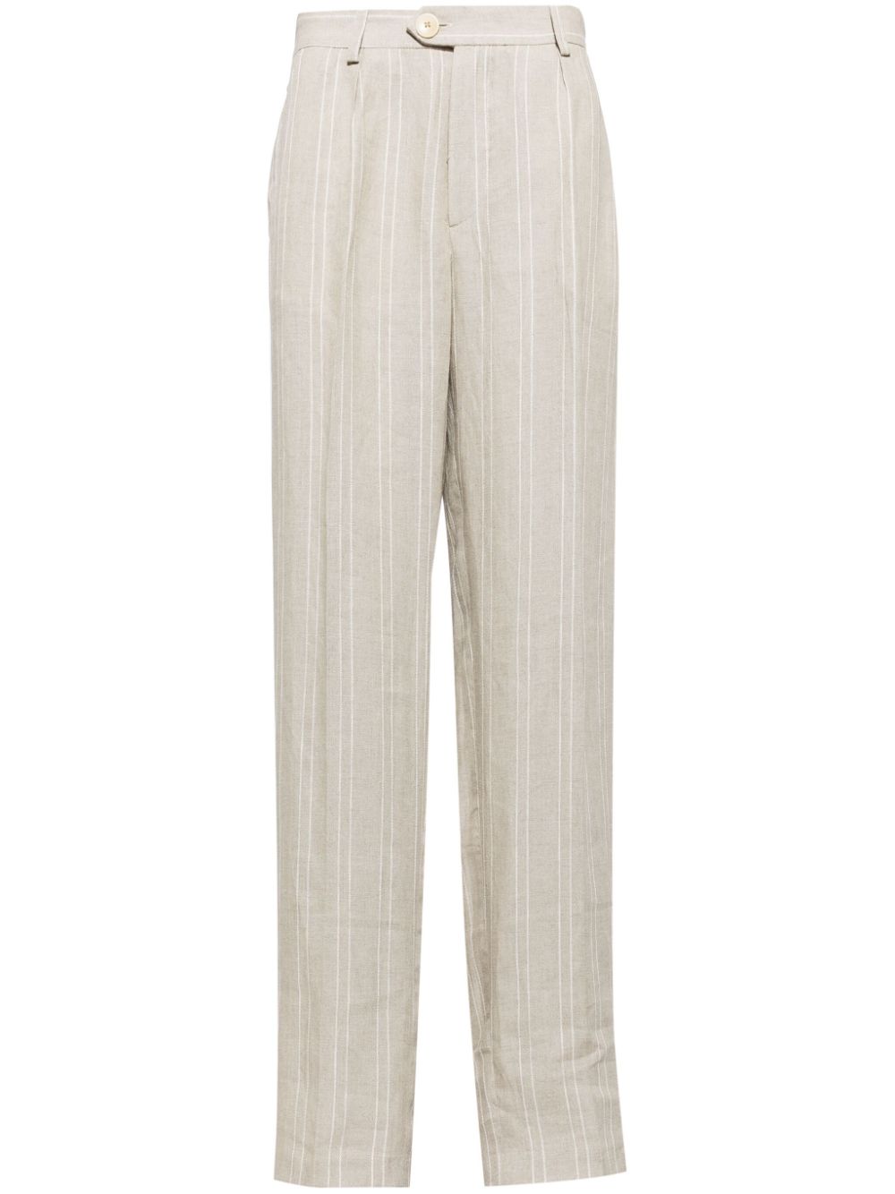 Straight-leg linen trousers - Neutrals
