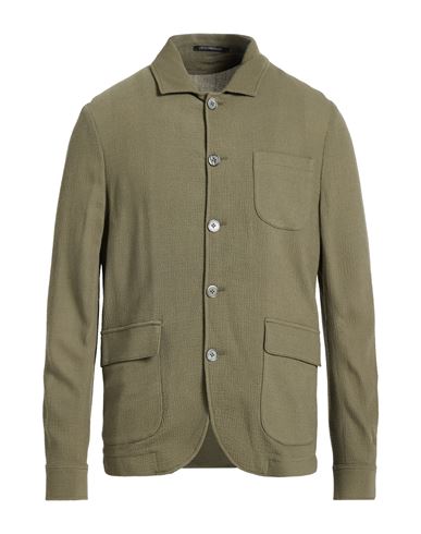 Man Shirt Military green Size 38 Viscose, Virgin Wool