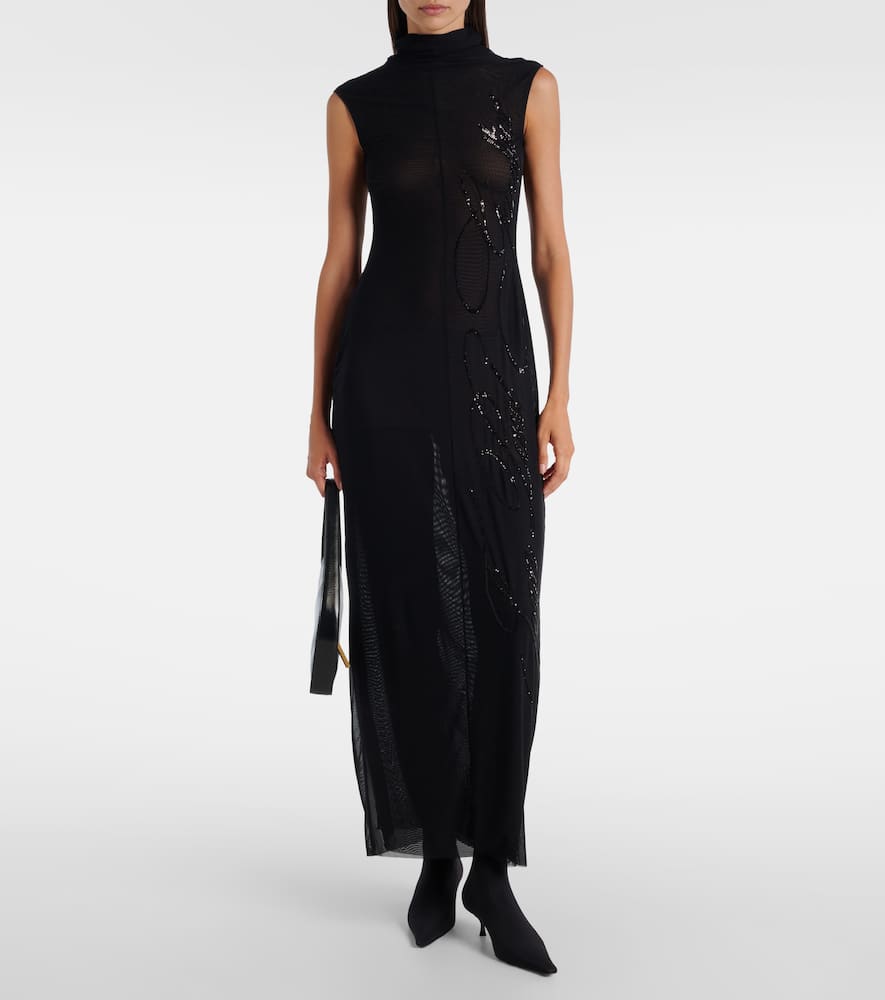 Sequined mesh maxi dress