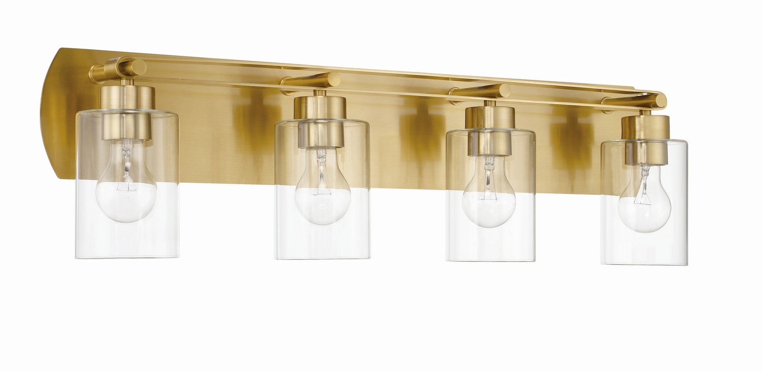 Satin Brass Four Light Vanity from the Hendrix Collection