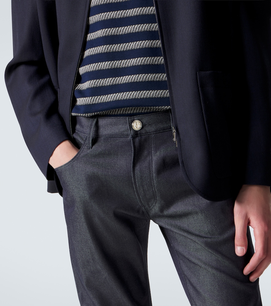 Cotton and silk-blend straight jeans