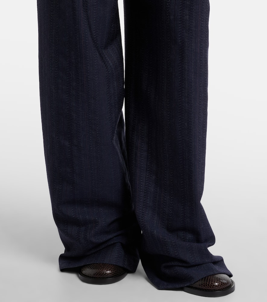 Belted wool wide-leg pants