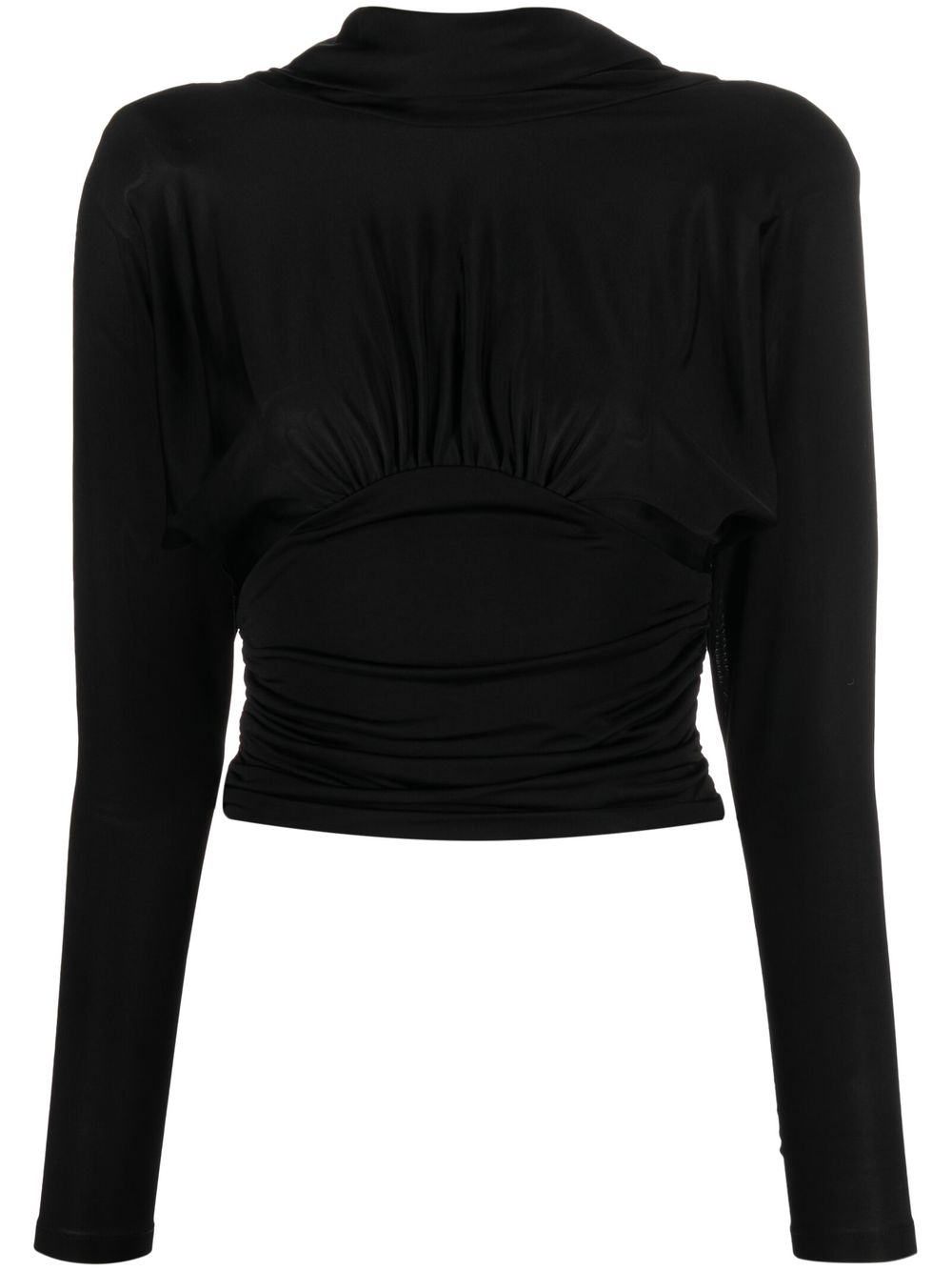 Cropped cowl-back top - Black
