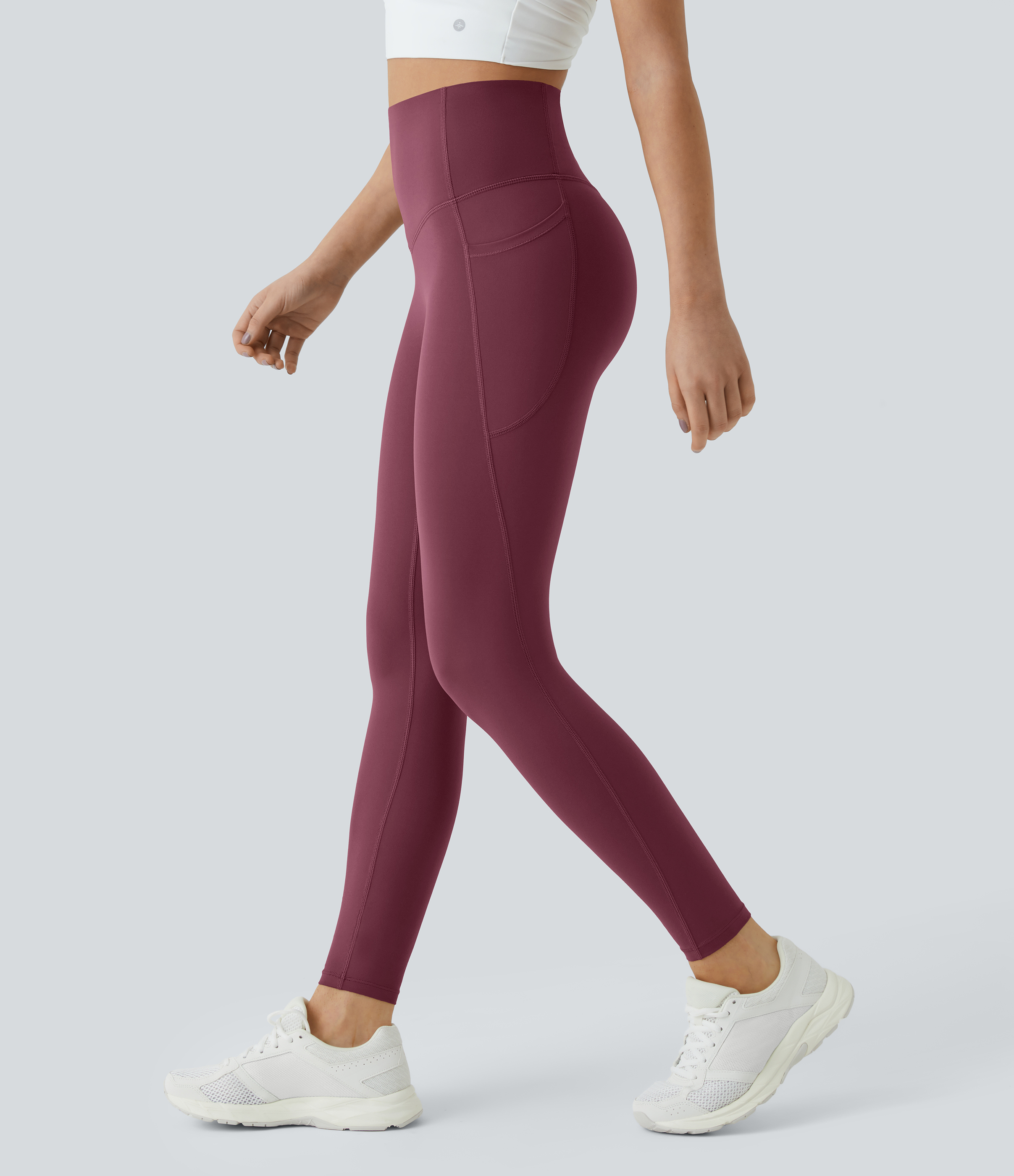 UltraSculpt™ SoCinched High Waisted Tummy Control Pocket Shaping Training Leggings  - Evening Red