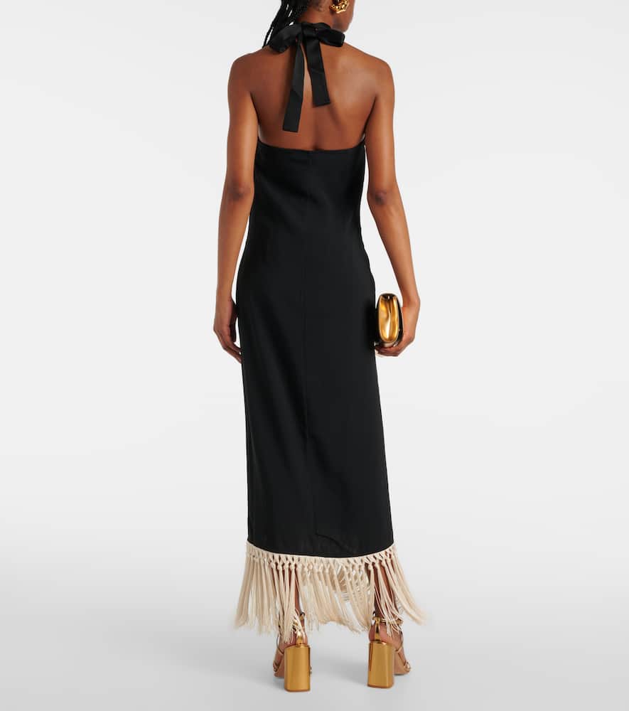 Nina fringed crêpe cady midi dress