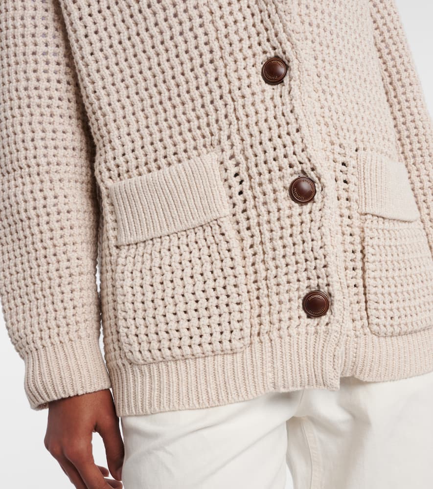 Open-knit cotton-blend cardigan