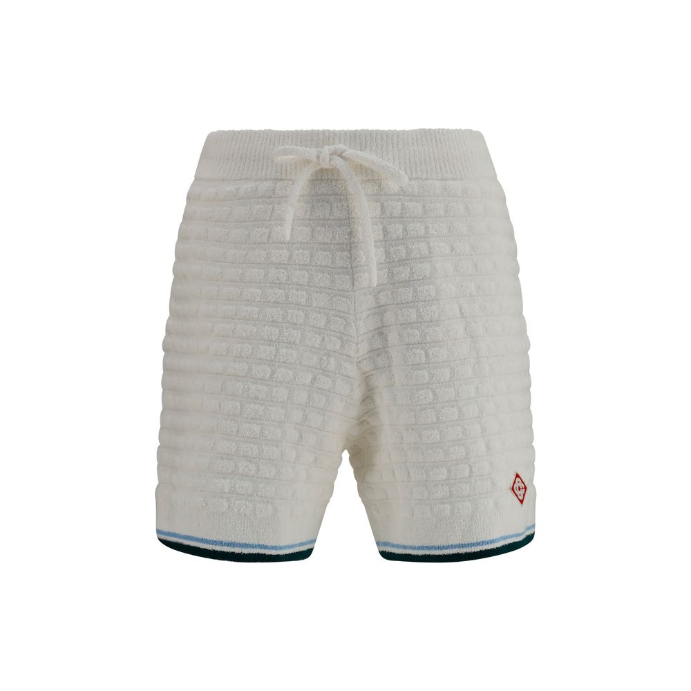 Quilted Bouclé Bermuda Shorts — White