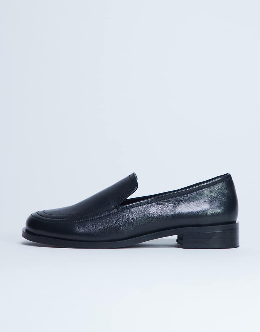 Corrie real leather flat shoe loafer in black