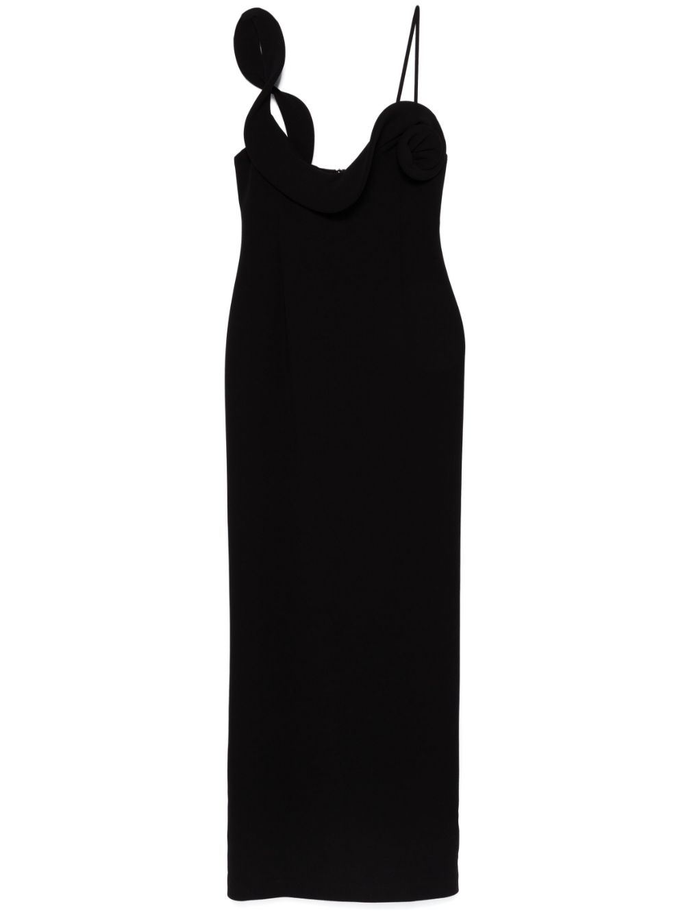Floral-appliqué maxi dress - Black