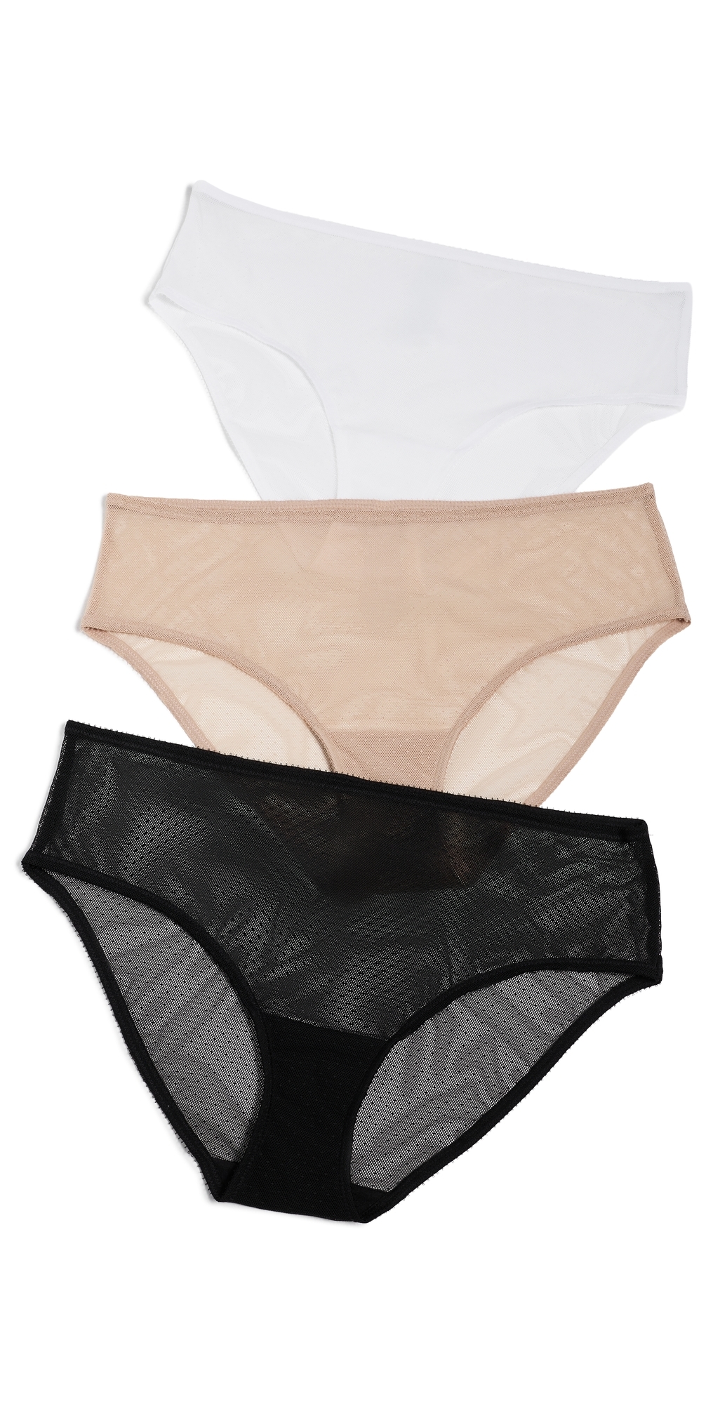 Jolie Lacy Hipster Panties 3 Pack Black/White/Nylon