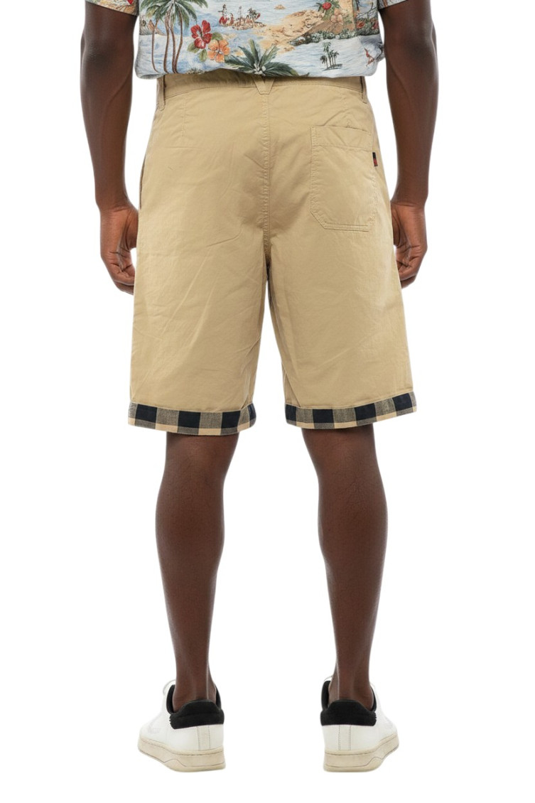 Beige Relaxed Solid Shorts