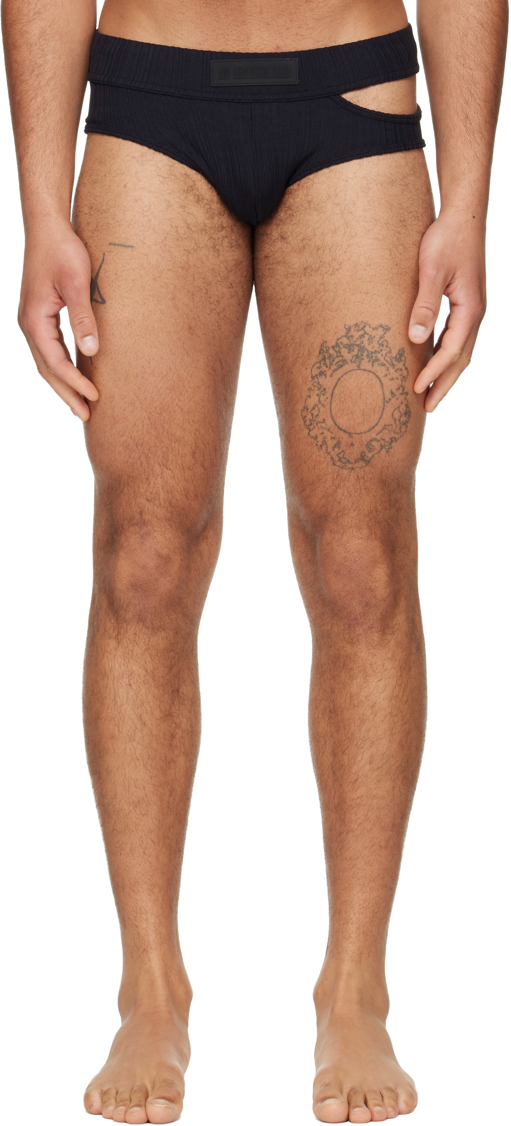 Black Asymmetrical Opening Briefs