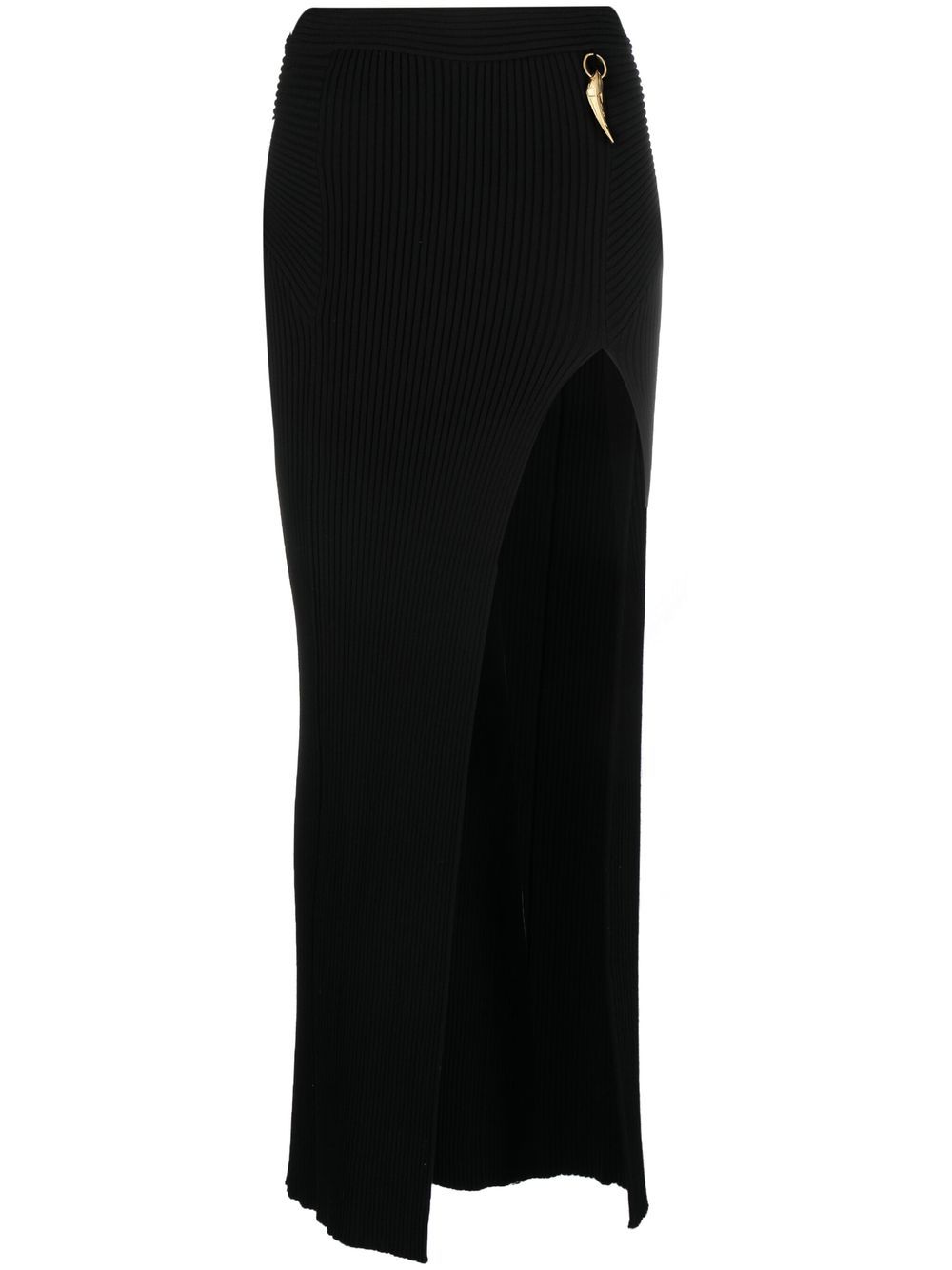 Tiger-tooth detail knitted skirt - Black