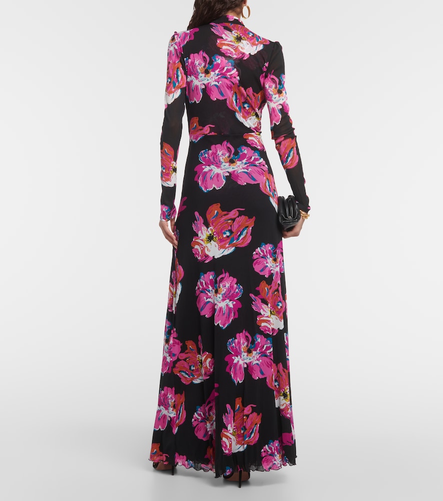 Kassia printed mesh maxi dress