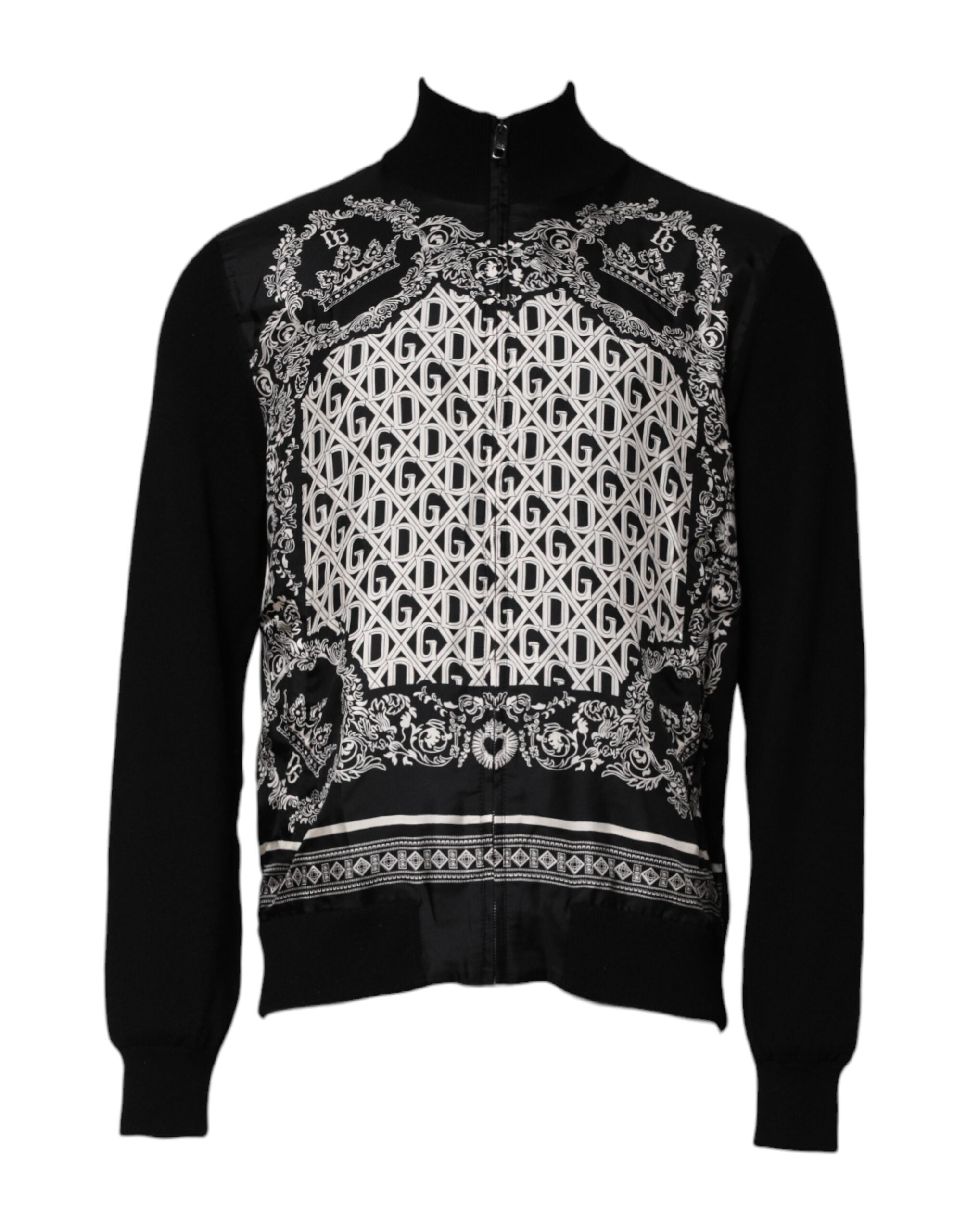 Bandana-Print Cashmere-Silk Cardigan — Black