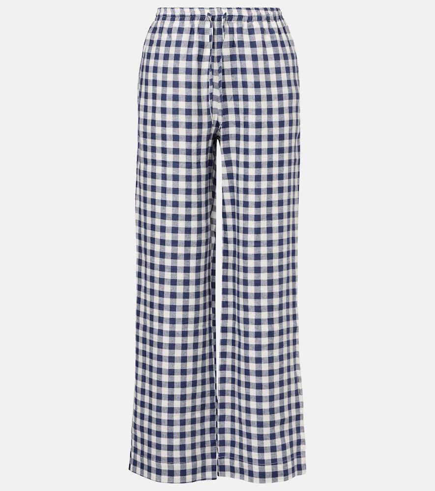 Aurelia gingham linen wide-leg pants