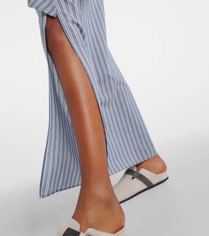 Striped cotton and silk wrap skirt
