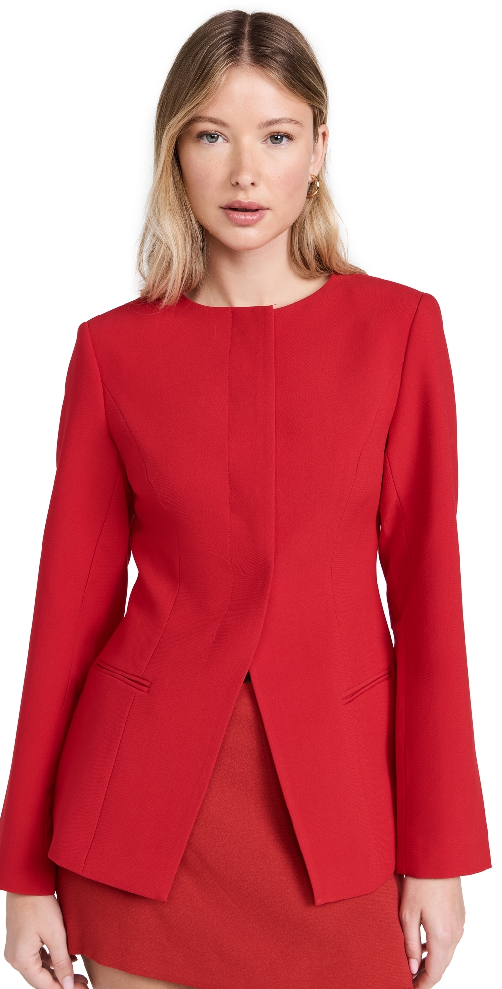 Daphne Long Waisted Blazer Red