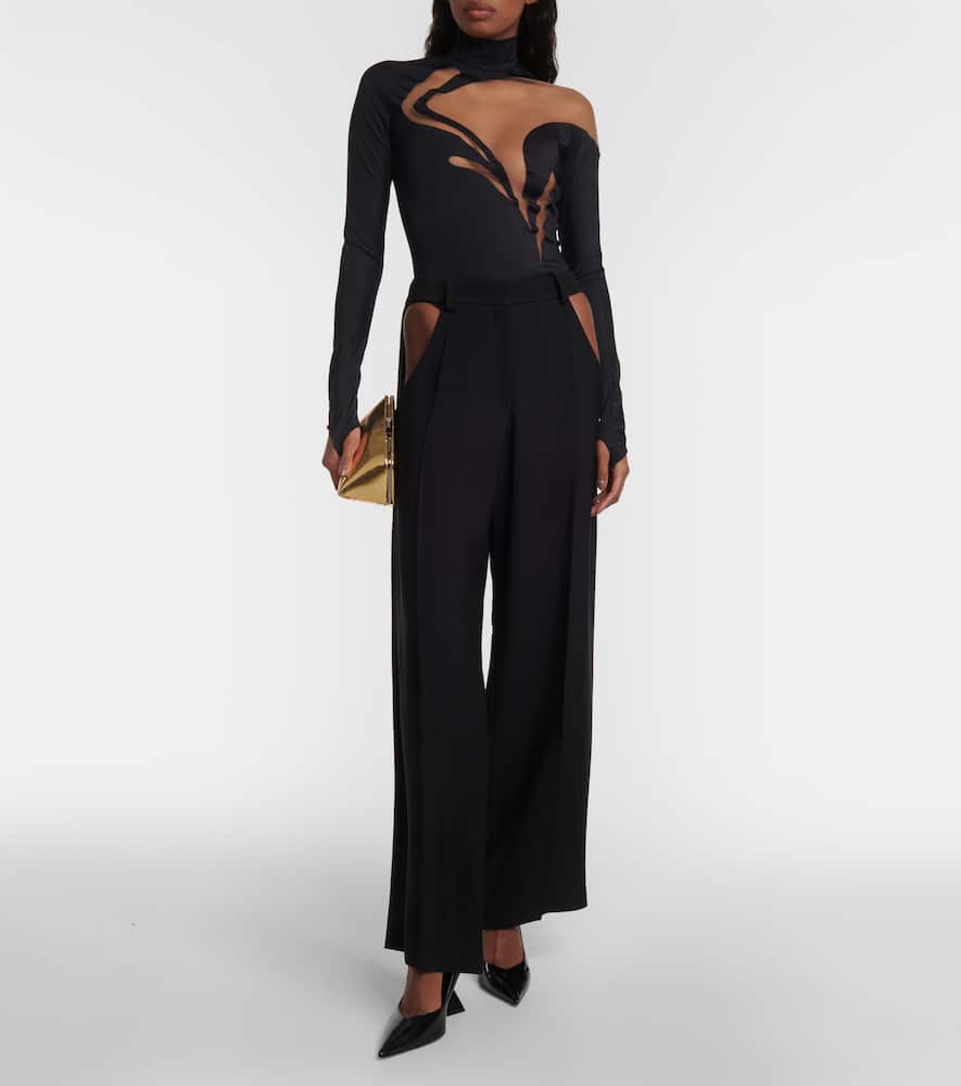 Cutout low-rise wide-leg pants