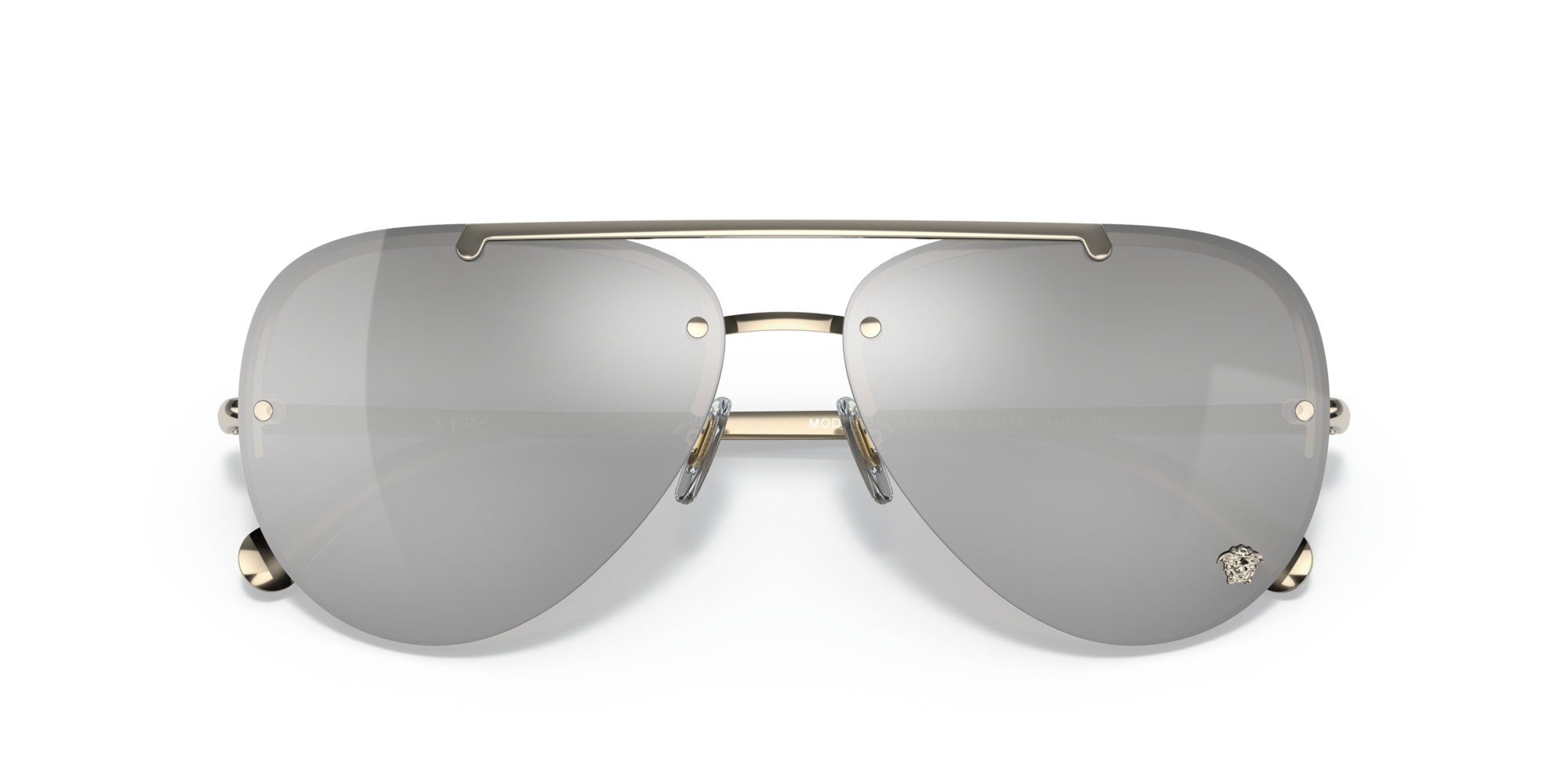 Versace Woman Versace VE2231 12526G Sunglasses Metal Gold Grey Pilot Mirrored Mirror