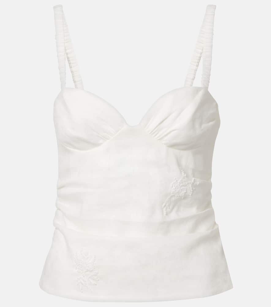 Alessandra embroidered linen top