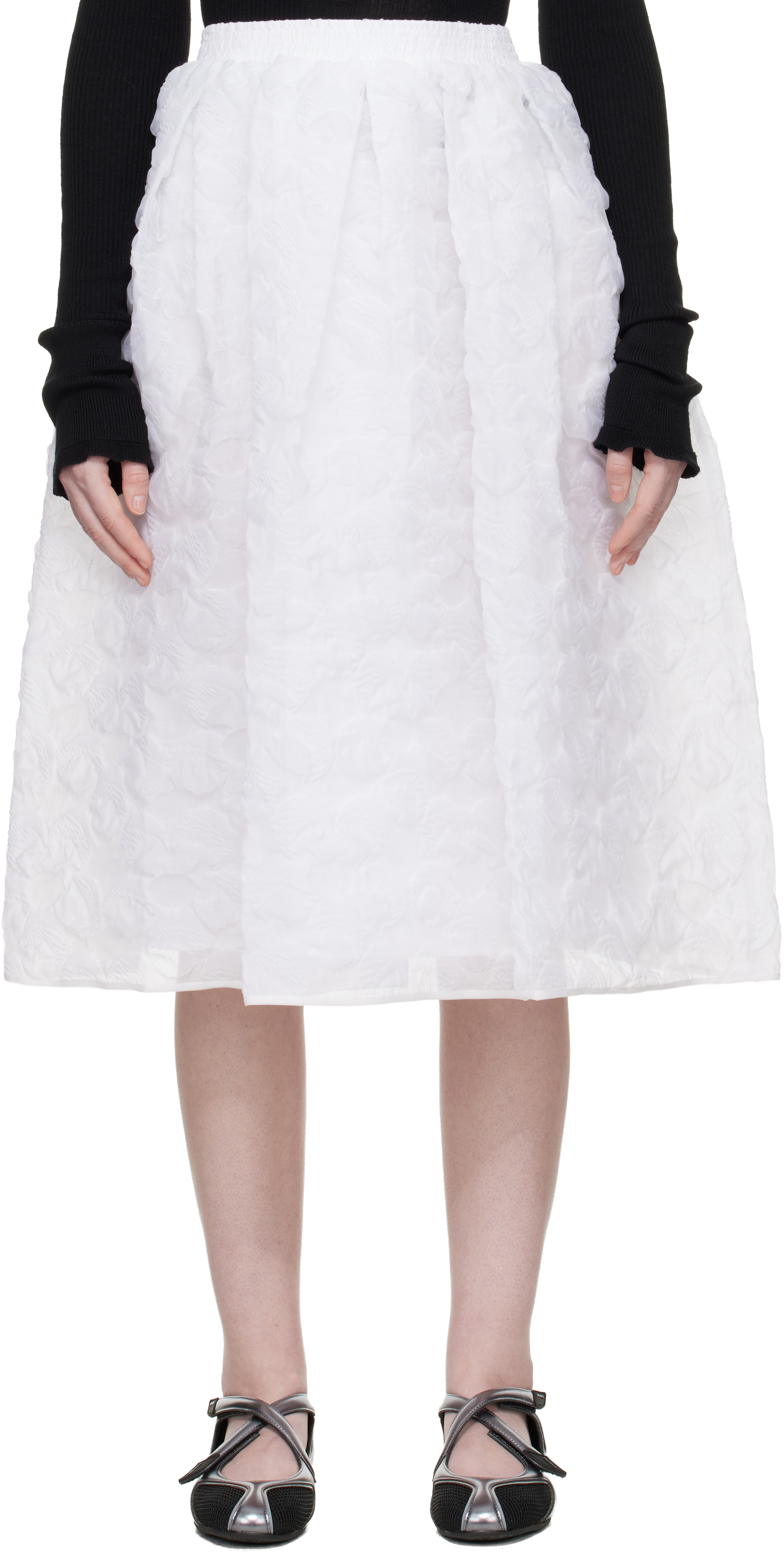 White CBmala Midi Skirt