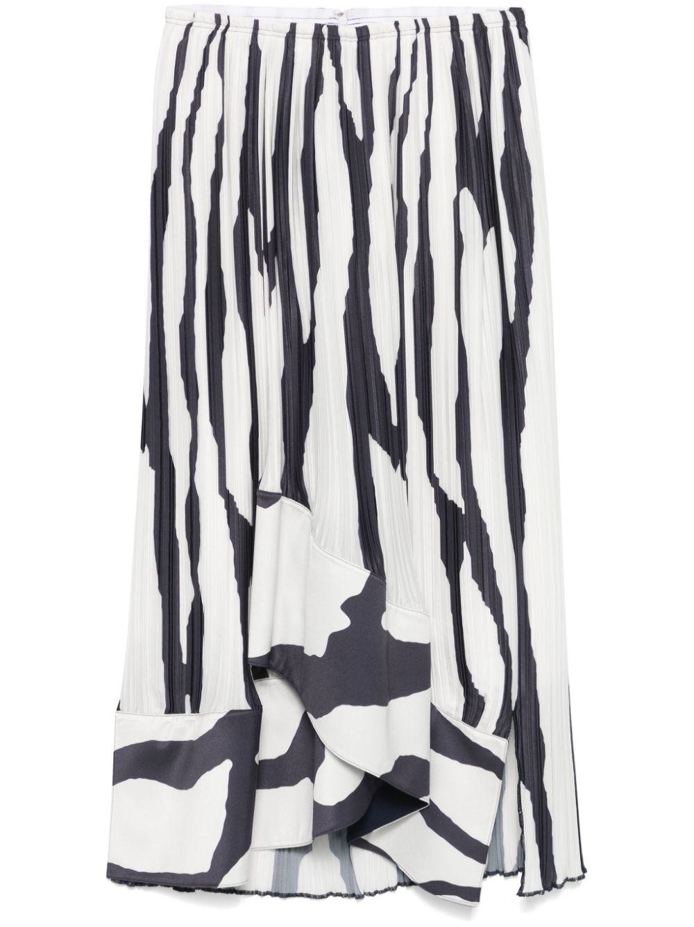 Zebra-print pleated midi skirt - White