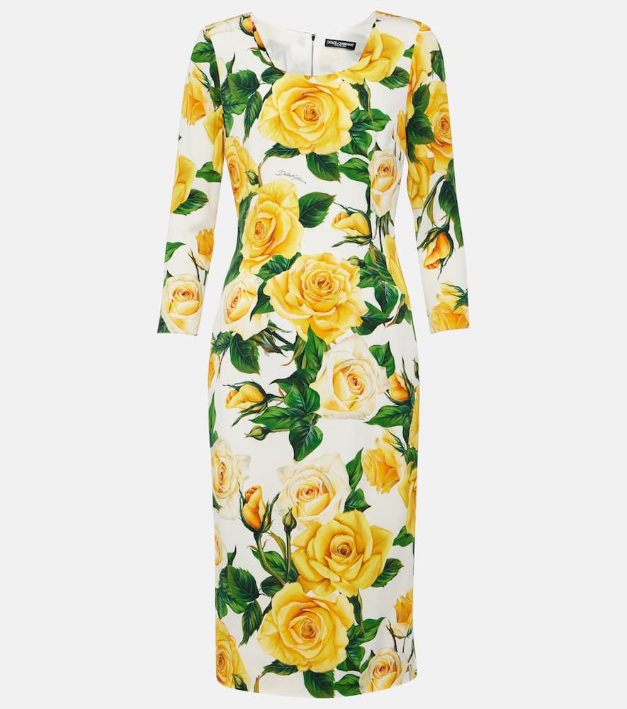 Floral silk-blend midi dress
