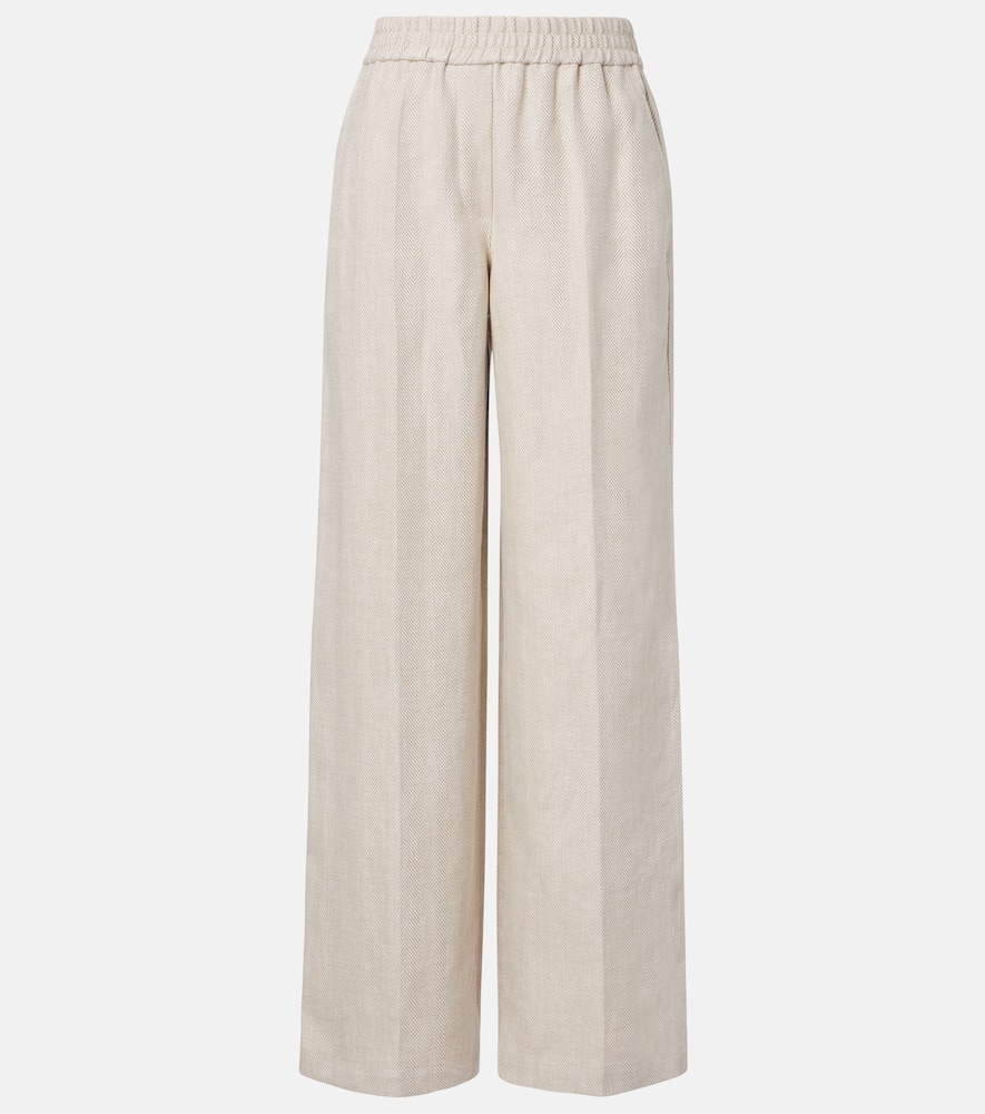Linen and cotton wide-leg pants