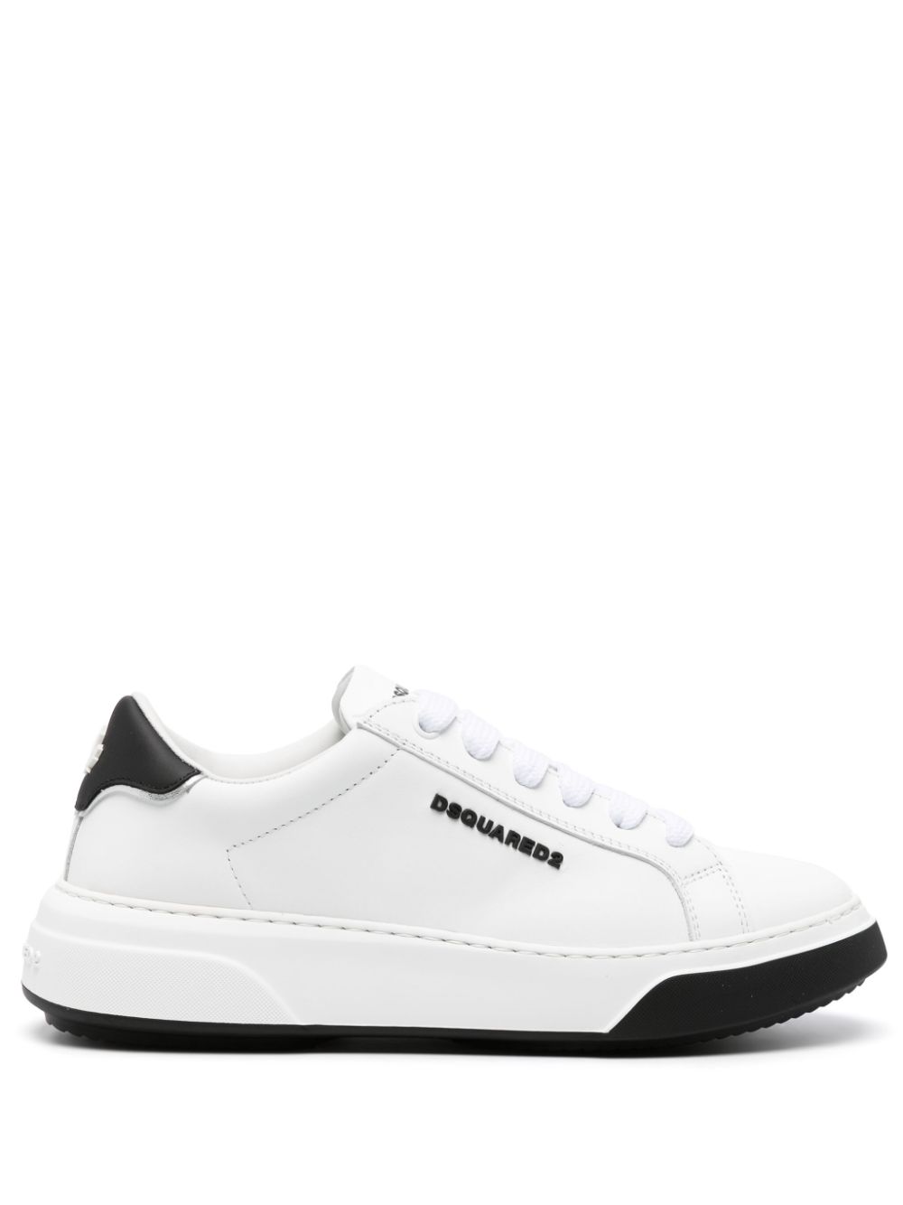 Embossed-logo leaf-print sneakers - White